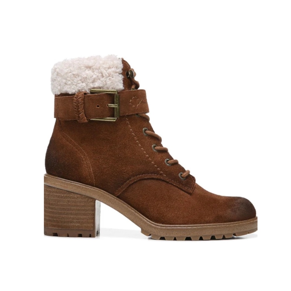 New ZODIAC Gemma Fur Womens Suede Ankle Combat Lace-Up Boots Size 7.5 - Picture 2 of 10